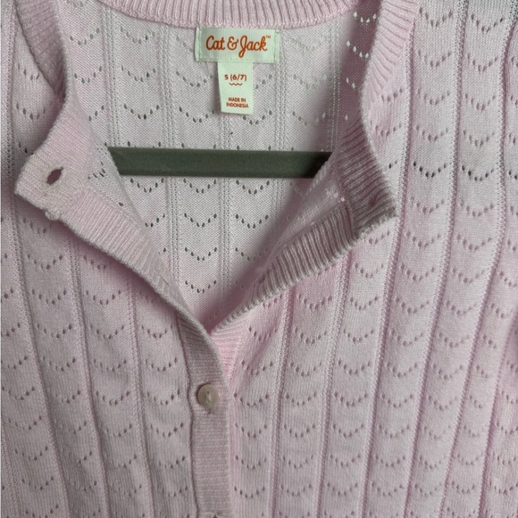 Cat & Jack Pink Cable Knit Cardigan Size 6/7, NWT - Picture 6 of 7
